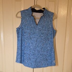Jofit Blue Floral Sleeveless V-Notch Golf Tank Size L